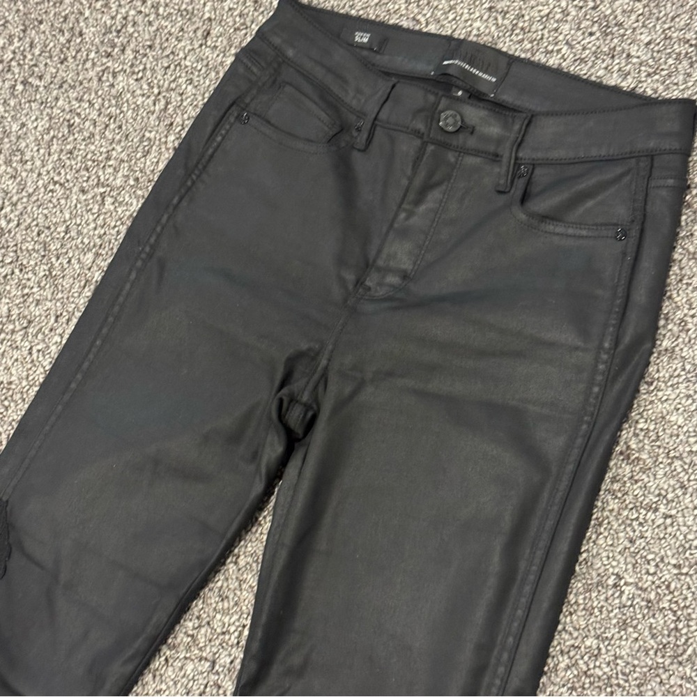 White House Black Market Black Embroidered Faux-Leather Skinny Pants - Picture 6 of 13